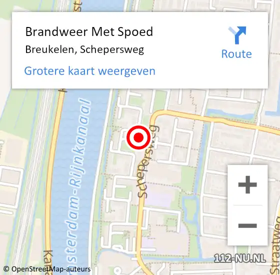 Locatie op kaart van de 112 melding: Brandweer Met Spoed Naar Breukelen, Schepersweg op 16 maart 2015 20:12