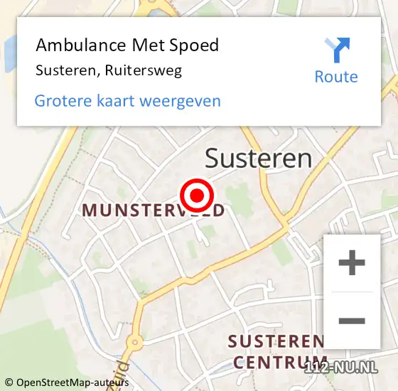 Locatie op kaart van de 112 melding: Ambulance Met Spoed Naar Susteren, Ruitersweg op 16 maart 2015 21:37