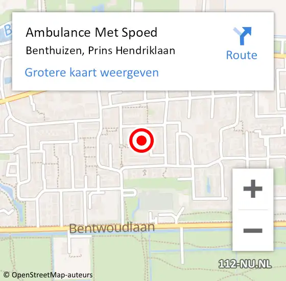 Locatie op kaart van de 112 melding: Ambulance Met Spoed Naar Benthuizen, Prins Hendriklaan op 16 maart 2015 21:40