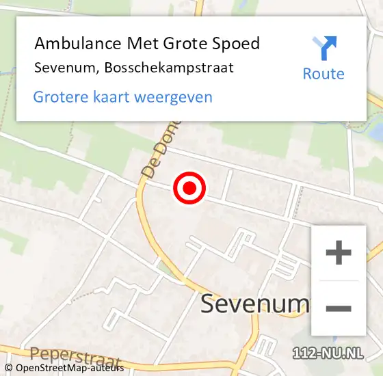 Locatie op kaart van de 112 melding: Ambulance Met Grote Spoed Naar Sevenum, Bosschekampstraat op 16 maart 2015 22:03