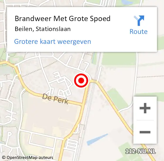 Locatie op kaart van de 112 melding: Brandweer Met Grote Spoed Naar Beilen, Stationslaan op 16 maart 2015 23:04