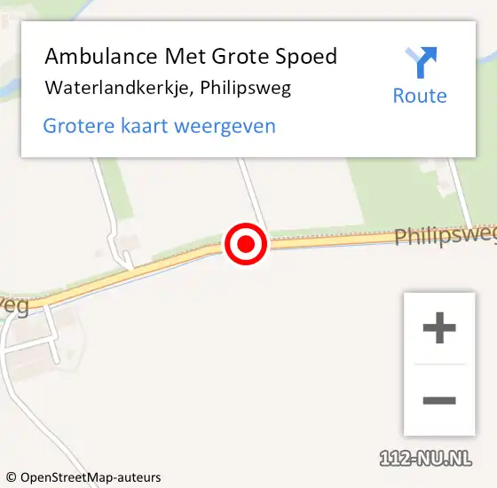 Locatie op kaart van de 112 melding: Ambulance Met Grote Spoed Naar Waterlandkerkje, Philipsweg op 17 maart 2015 00:58