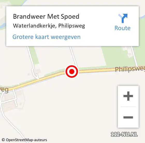 Locatie op kaart van de 112 melding: Brandweer Met Spoed Naar Waterlandkerkje, Philipsweg op 17 maart 2015 01:09