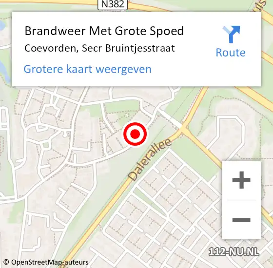 Locatie op kaart van de 112 melding: Brandweer Met Grote Spoed Naar Coevorden, Secr Bruintjesstraat op 1 november 2013 22:53