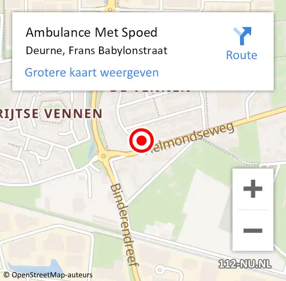 Locatie op kaart van de 112 melding: Ambulance Met Spoed Naar Deurne, Frans Babylonstraat op 17 maart 2015 04:00