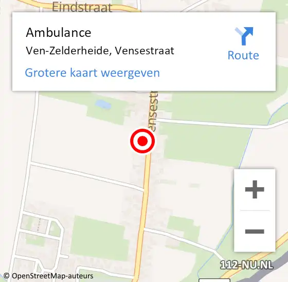 Locatie op kaart van de 112 melding: Ambulance Ven-Zelderheide, Vensestraat op 17 maart 2015 05:19