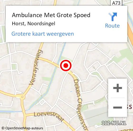 Locatie op kaart van de 112 melding: Ambulance Met Grote Spoed Naar Horst, Noordsingel op 17 maart 2015 06:17