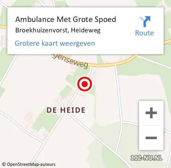 Locatie op kaart van de 112 melding: Ambulance Met Grote Spoed Naar Broekhuizenvorst, Heideweg op 17 maart 2015 07:02