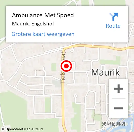 Locatie op kaart van de 112 melding: Ambulance Met Spoed Naar Maurik, Engelshof op 17 maart 2015 07:08