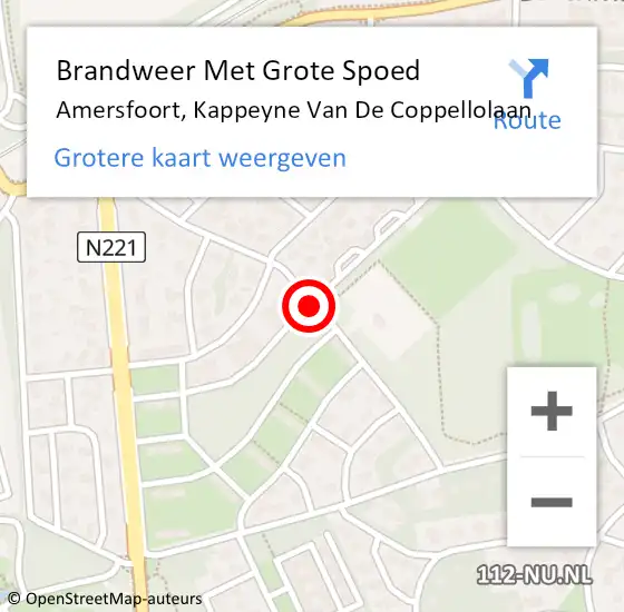 Locatie op kaart van de 112 melding: Brandweer Met Grote Spoed Naar Amersfoort, Kappeyne Van De Coppellolaan op 17 maart 2015 07:58