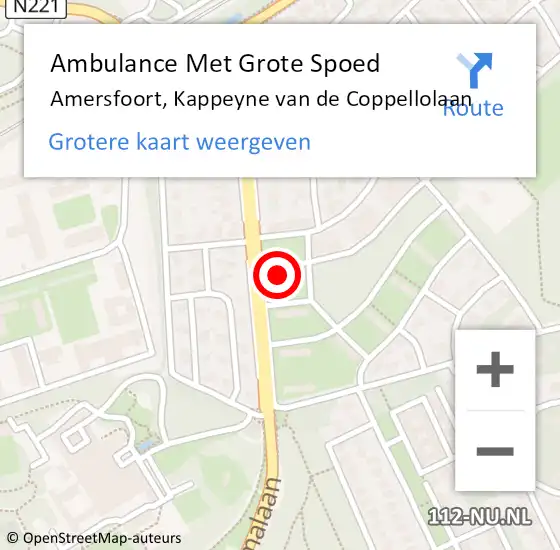 Locatie op kaart van de 112 melding: Ambulance Met Grote Spoed Naar Amersfoort, Kappeyne van de Coppellolaan op 17 maart 2015 08:05