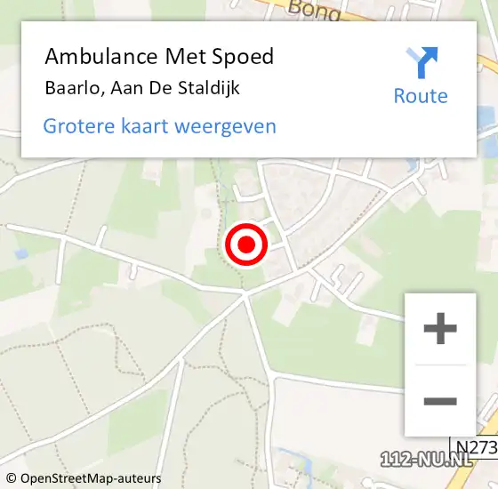 Locatie op kaart van de 112 melding: Ambulance Met Spoed Naar Baarlo, Aan De Staldijk op 17 maart 2015 09:44