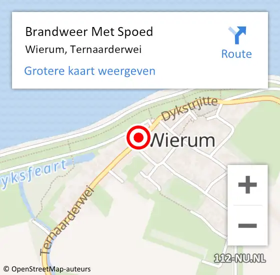 Locatie op kaart van de 112 melding: Brandweer Met Spoed Naar Wierum, Ternaarderwei op 17 maart 2015 10:37