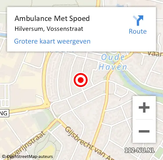 Locatie op kaart van de 112 melding: Ambulance Met Spoed Naar Hilversum, Vossenstraat op 17 maart 2015 11:44