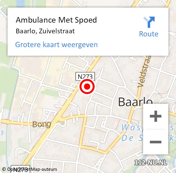 Locatie op kaart van de 112 melding: Ambulance Met Spoed Naar Baarlo, Zuivelstraat op 17 maart 2015 13:07