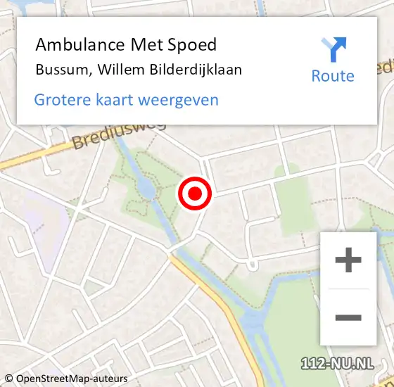 Locatie op kaart van de 112 melding: Ambulance Met Spoed Naar Bussum, Willem Bilderdijklaan op 17 maart 2015 13:28