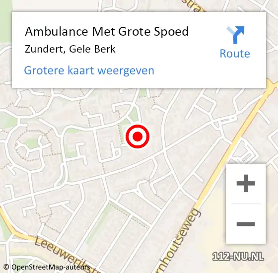 Locatie op kaart van de 112 melding: Ambulance Met Grote Spoed Naar Zundert, Gele Berk op 17 maart 2015 13:52