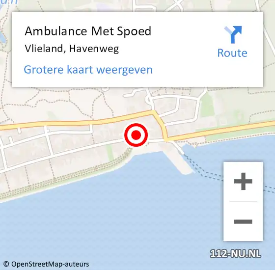 Locatie op kaart van de 112 melding: Ambulance Met Spoed Naar Vlieland, Havenweg op 2 november 2013 00:20