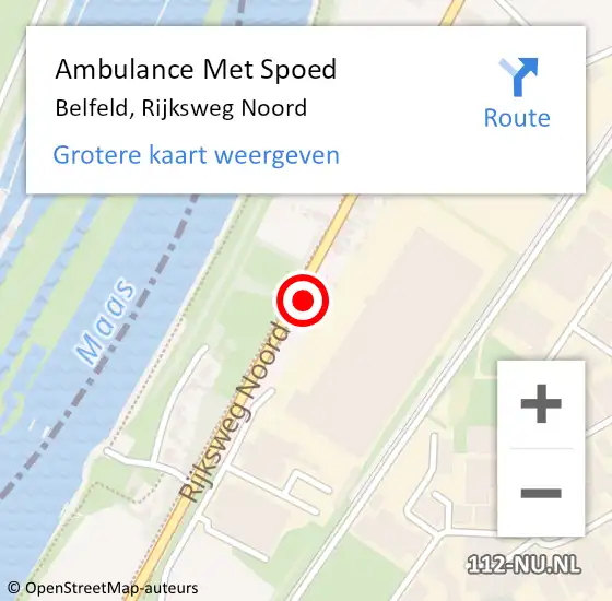 Locatie op kaart van de 112 melding: Ambulance Met Spoed Naar Belfeld, Rijksweg Noord op 17 maart 2015 14:55