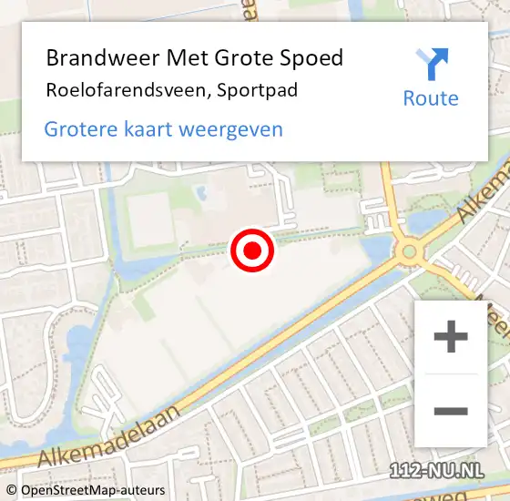 Locatie op kaart van de 112 melding: Brandweer Met Grote Spoed Naar Roelofarendsveen, Sportpad op 17 maart 2015 15:02