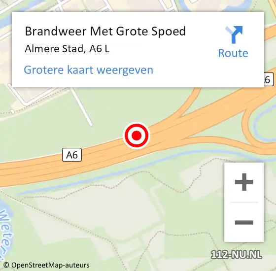 Locatie op kaart van de 112 melding: Brandweer Met Grote Spoed Naar Almere Stad, A6 L op 17 maart 2015 15:27