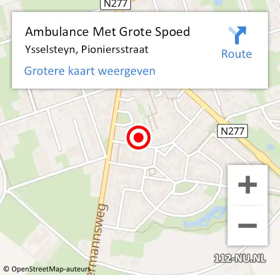 Locatie op kaart van de 112 melding: Ambulance Met Grote Spoed Naar Ysselsteyn, Pioniersstraat op 17 maart 2015 15:51