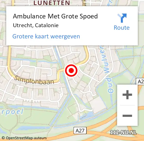 Locatie op kaart van de 112 melding: Ambulance Met Grote Spoed Naar Utrecht, Catalonie op 17 maart 2015 17:06