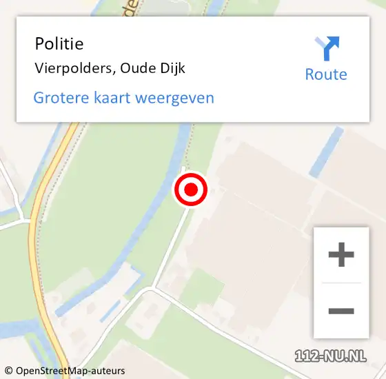 Locatie op kaart van de 112 melding: Politie Vierpolders, Oude Dijk op 17 maart 2015 17:13