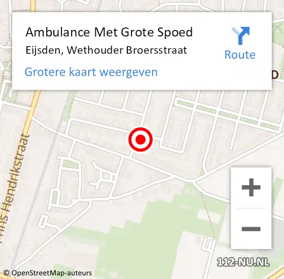 Locatie op kaart van de 112 melding: Ambulance Met Grote Spoed Naar Eijsden, Wethouder Broersstraat op 17 maart 2015 18:32