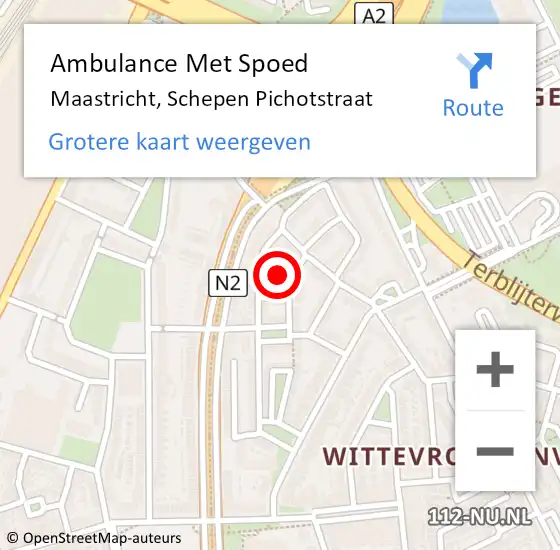 Locatie op kaart van de 112 melding: Ambulance Met Spoed Naar Maastricht, Schepen Pichotstraat op 2 november 2013 01:06