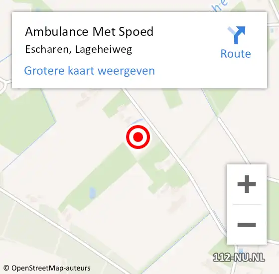 Locatie op kaart van de 112 melding: Ambulance Met Spoed Naar Escharen, Lageheiweg op 17 maart 2015 19:36