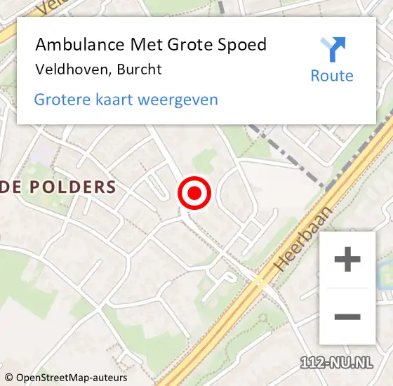 Locatie op kaart van de 112 melding: Ambulance Met Grote Spoed Naar Veldhoven, Burcht op 17 maart 2015 22:00