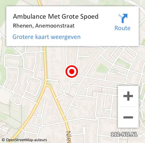 Locatie op kaart van de 112 melding: Ambulance Met Grote Spoed Naar Rhenen, Anemoonstraat op 17 maart 2015 22:46