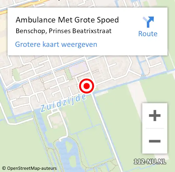 Locatie op kaart van de 112 melding: Ambulance Met Grote Spoed Naar Benschop, Prinses Beatrixstraat op 17 maart 2015 22:56