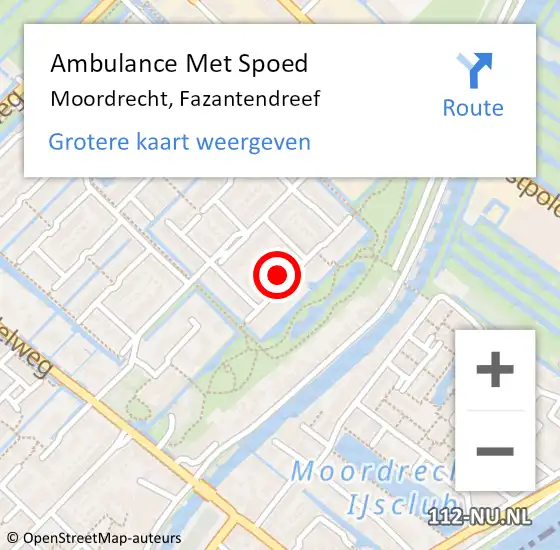 Locatie op kaart van de 112 melding: Ambulance Met Spoed Naar Moordrecht, Fazantendreef op 18 maart 2015 00:09