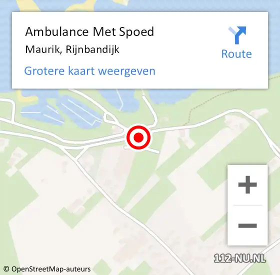 Locatie op kaart van de 112 melding: Ambulance Met Spoed Naar Maurik, Rijnbandijk op 2 november 2013 01:56