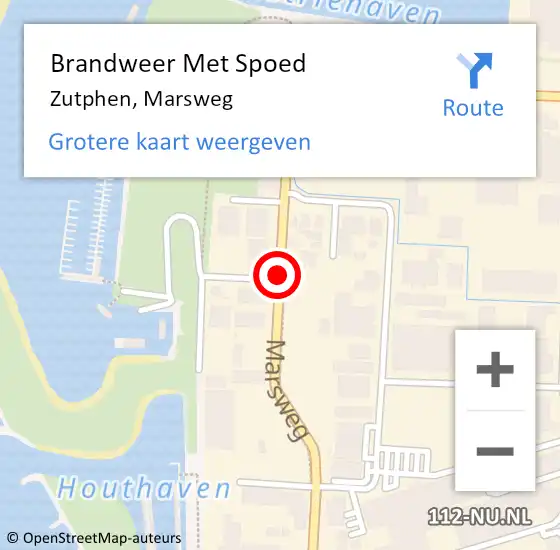 Locatie op kaart van de 112 melding: Brandweer Met Spoed Naar Zutphen, Marsweg op 18 maart 2015 02:07