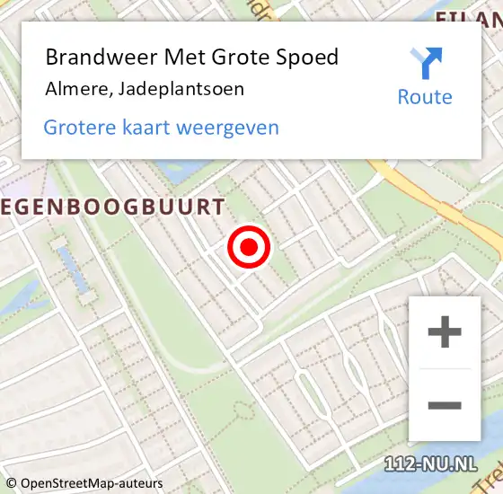 Locatie op kaart van de 112 melding: Brandweer Met Grote Spoed Naar Almere, Jadeplantsoen op 2 november 2013 02:00