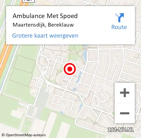 Locatie op kaart van de 112 melding: Ambulance Met Spoed Naar Maartensdijk, Bereklauw op 18 maart 2015 05:05