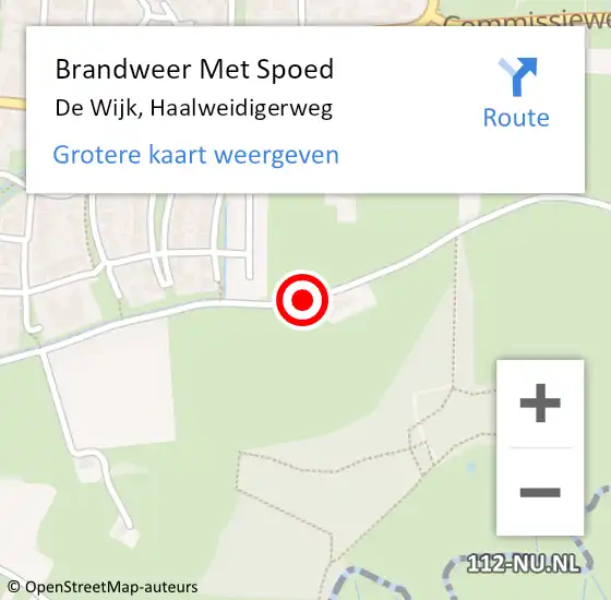 Locatie op kaart van de 112 melding: Brandweer Met Spoed Naar De Wijk, Haalweidigerweg op 18 maart 2015 07:40