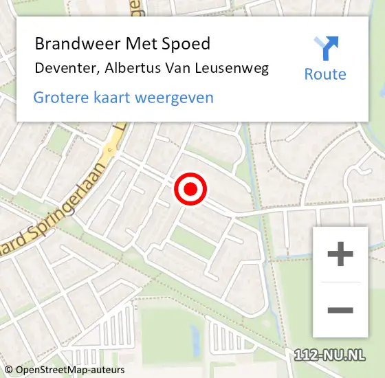 Locatie op kaart van de 112 melding: Brandweer Met Spoed Naar Deventer, Albertus Van Leusenweg op 18 maart 2015 08:27