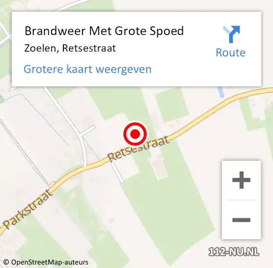 Locatie op kaart van de 112 melding: Brandweer Met Grote Spoed Naar Zoelen, Retsestraat op 18 maart 2015 08:44