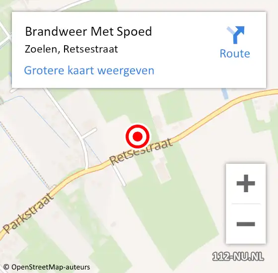 Locatie op kaart van de 112 melding: Brandweer Met Spoed Naar Zoelen, Retsestraat op 18 maart 2015 08:45