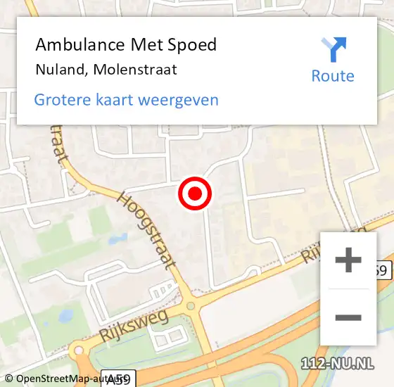 Locatie op kaart van de 112 melding: Ambulance Met Spoed Naar Nuland, Molenstraat op 18 maart 2015 08:48