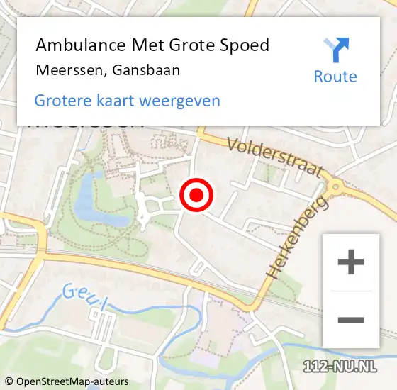 Locatie op kaart van de 112 melding: Ambulance Met Grote Spoed Naar Meerssen, Gansbaan op 2 november 2013 02:51