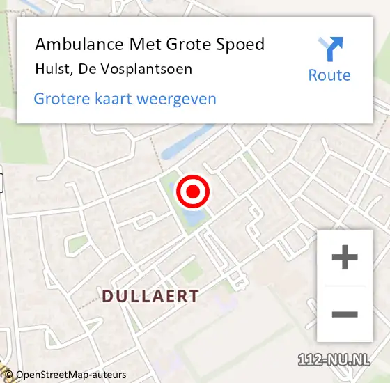 Locatie op kaart van de 112 melding: Ambulance Met Grote Spoed Naar Hulst, De Vosplantsoen op 18 maart 2015 09:33