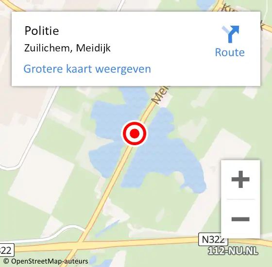 Locatie op kaart van de 112 melding: Politie Zuilichem, Meidijk op 2 november 2013 02:55