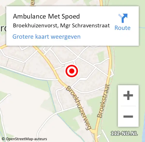 Locatie op kaart van de 112 melding: Ambulance Met Spoed Naar Broekhuizenvorst, Mgr Schravenstraat op 18 maart 2015 10:14