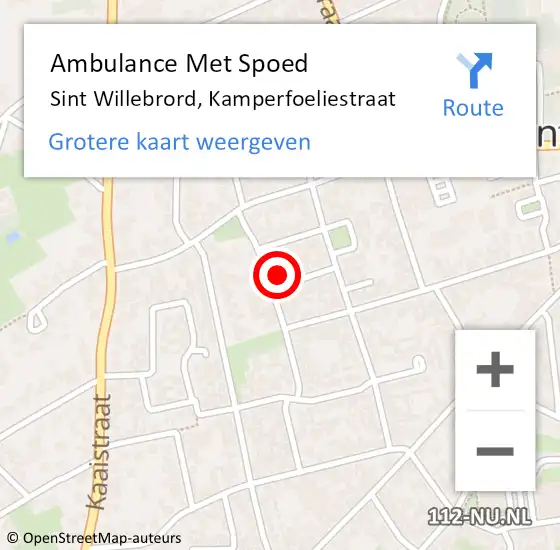 Locatie op kaart van de 112 melding: Ambulance Met Spoed Naar Sint Willebrord, Kamperfoeliestraat op 18 maart 2015 11:35