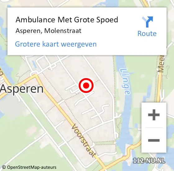 Locatie op kaart van de 112 melding: Ambulance Met Grote Spoed Naar Asperen, Molenstraat op 18 maart 2015 11:35